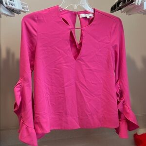 CROSBY by Mollie Burch Fuchsia Blouse with Keyhole Neckline